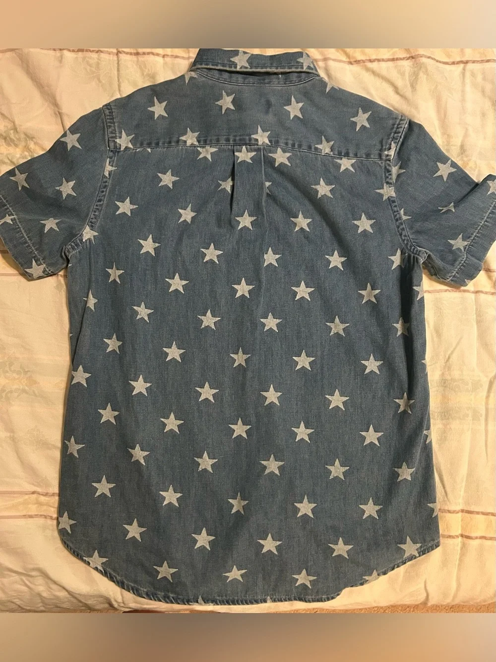 Ralph Lauren Boy’s Big Kid RRL Denim and Star Print Chambrey Short Sleeve Shirt